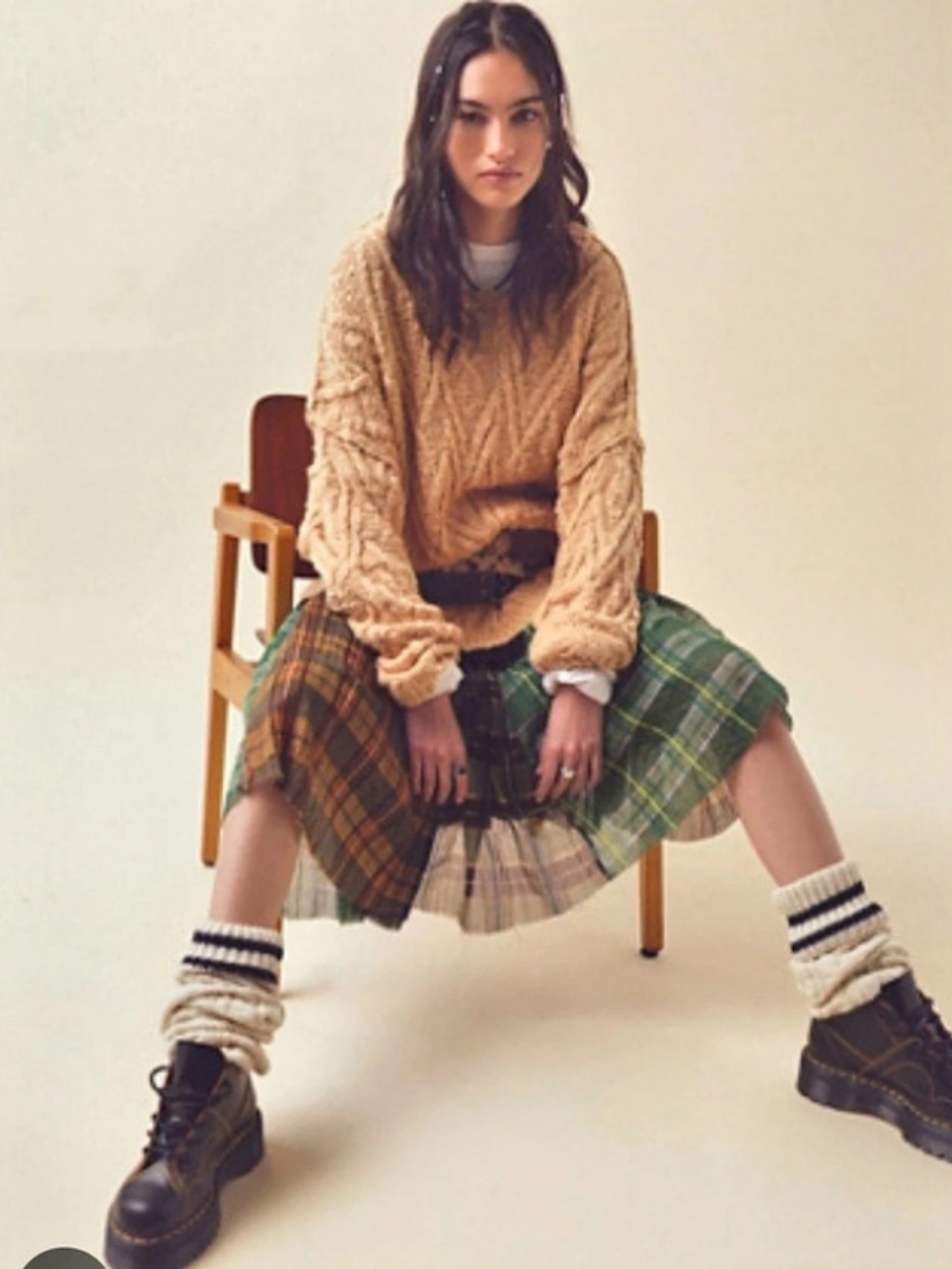 Free People FP ONE plaid Lausanne Midi9 Convertible Skirt /dress Autumnal Shades - Picture 4 of 13